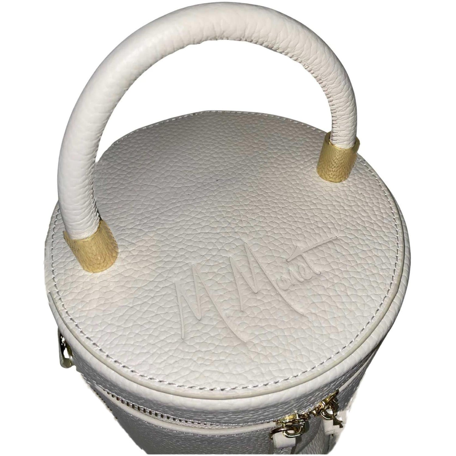 Ivory bucket bag, top view